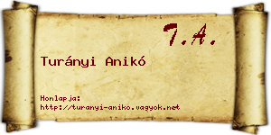 Turányi Anikó névjegykártya